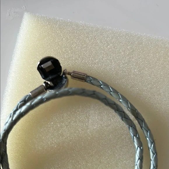 Silver and light blue Braided Women's Bracelet from Pandora - Picture 2 of 4